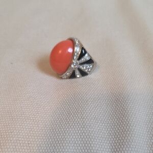 Elegant Coral and Black Women's Ring